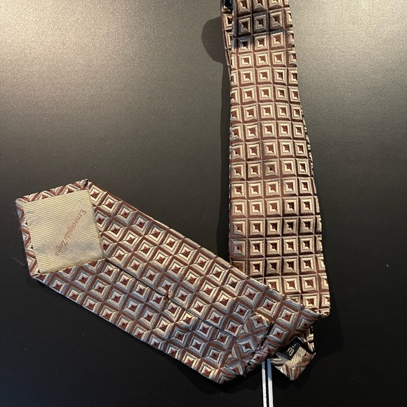 Ermenegildo Zegna Brown/Grey Tie - Picture 2 of 5